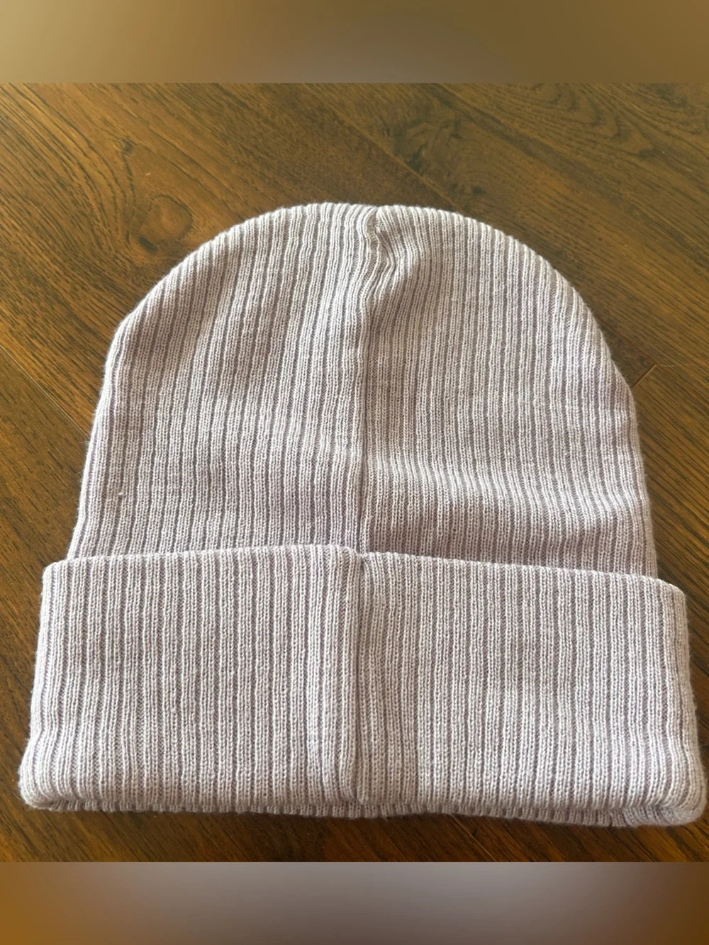 Lavender Knit Beanie with Leather Gengar (Pokemon) Patch